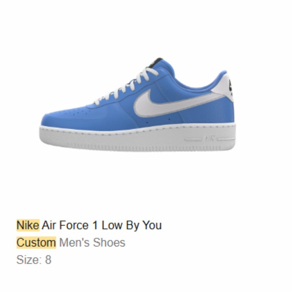 Blue Nike AF1's Size 8 mens